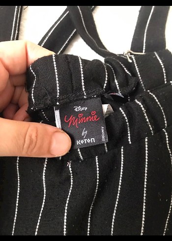 Çizgili Siyah Askılı Kız Tulum - Görsel 3