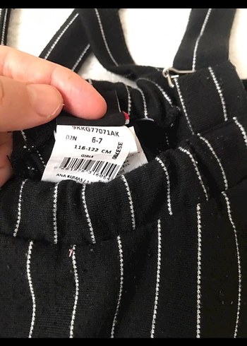 Çizgili Siyah Askılı Kız Tulum - Görsel 4