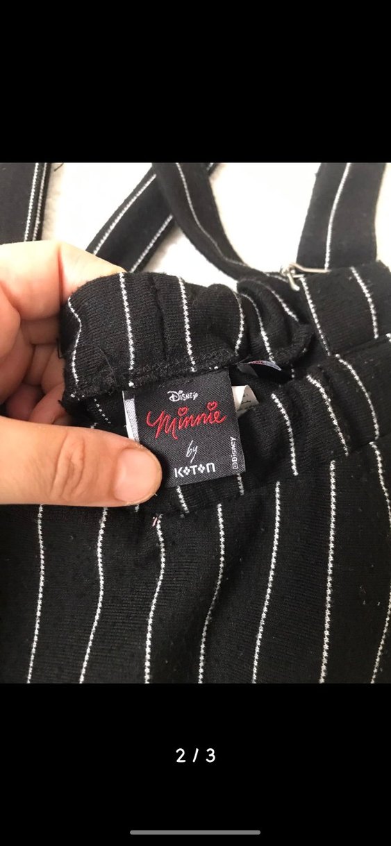 Çizgili Siyah Askılı Kız Tulum - Görsel 3