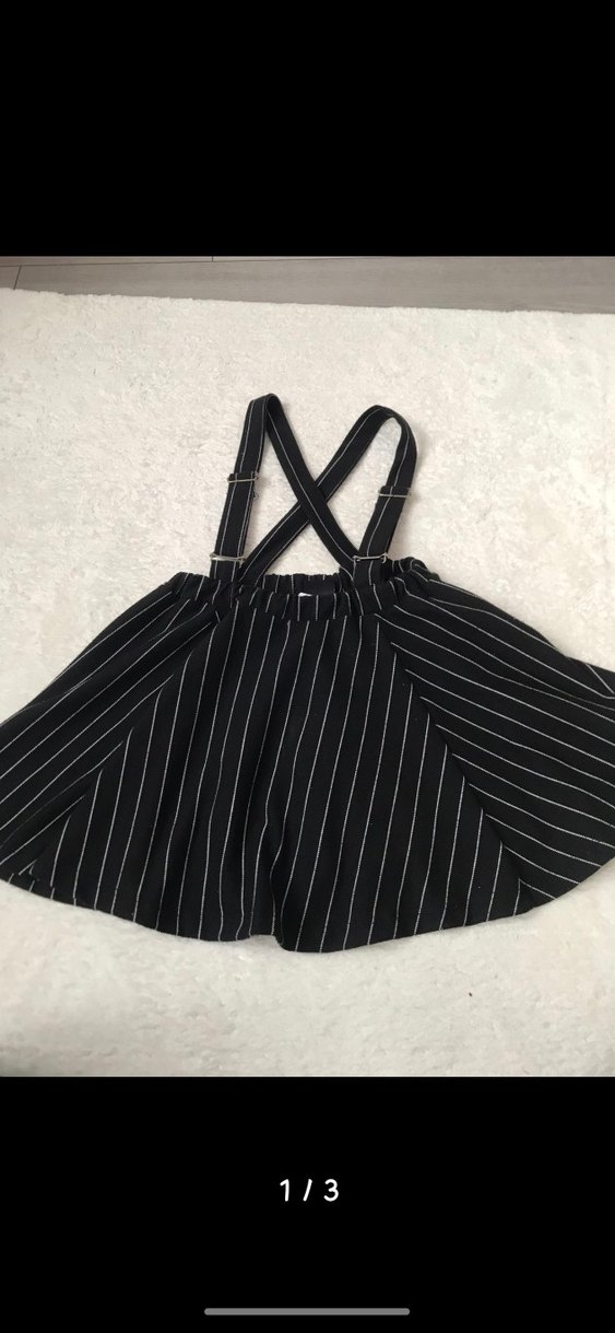 Çizgili Siyah Askılı Kız Tulum - Görsel 2