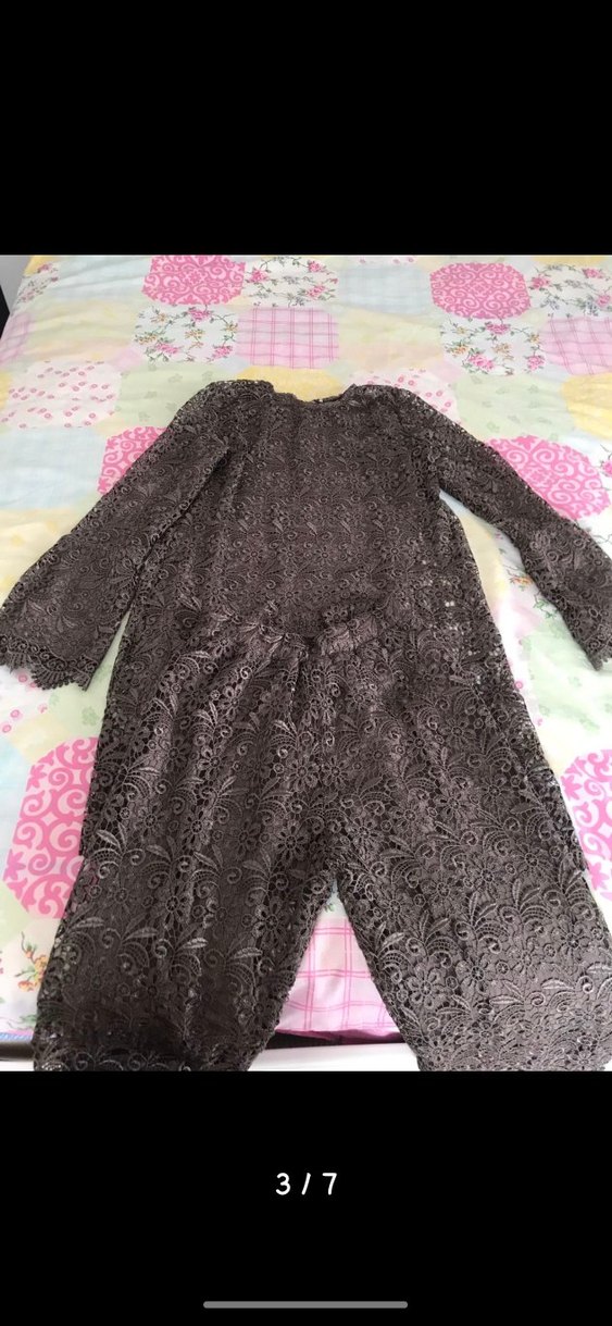 Dantel İşlemeli Uzun Kollu Kahverengi İkili takım - Görsel 3