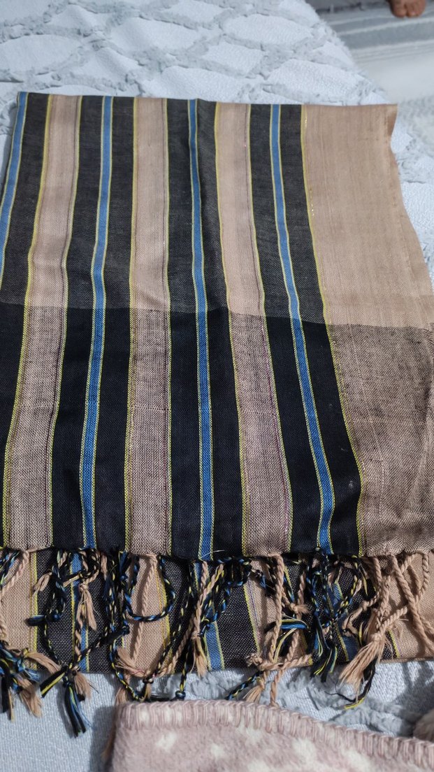 Kadın Kahverengi Bohem Stilde Dokuma Şal - Görsel 3