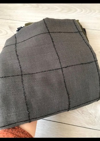 Örgü Detaylı Haki Kadın Şal - Görsel 2