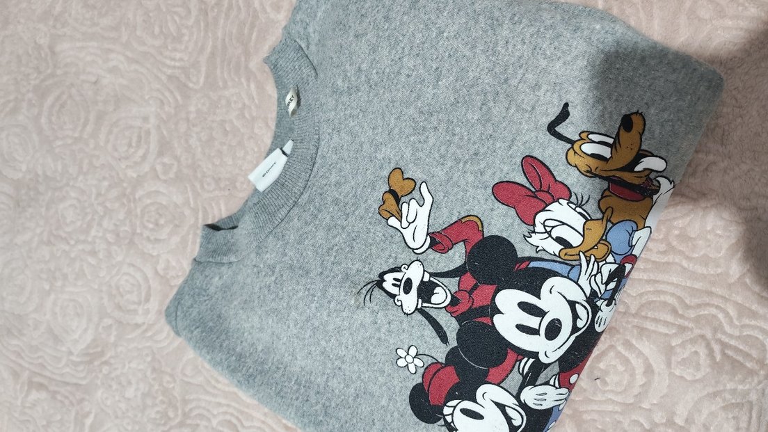 Gri Baskılı Kadın Sweatshirt - Görsel 4