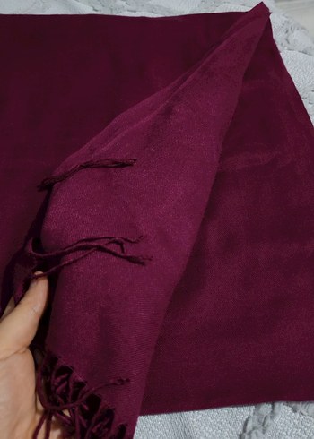 Bordo Kadın İpek Görünümlü Şal - Görsel 2