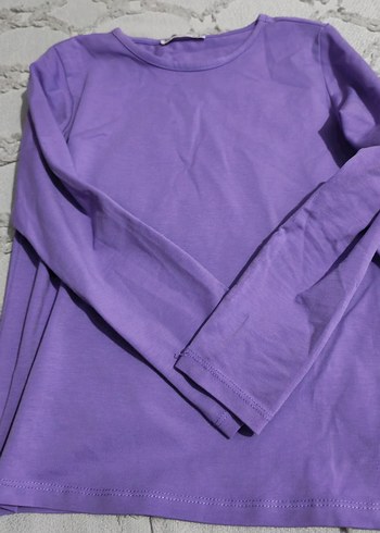 Kız Çocuk Mor Uzun Kollu Pamuklu Tişört - Görsel 3