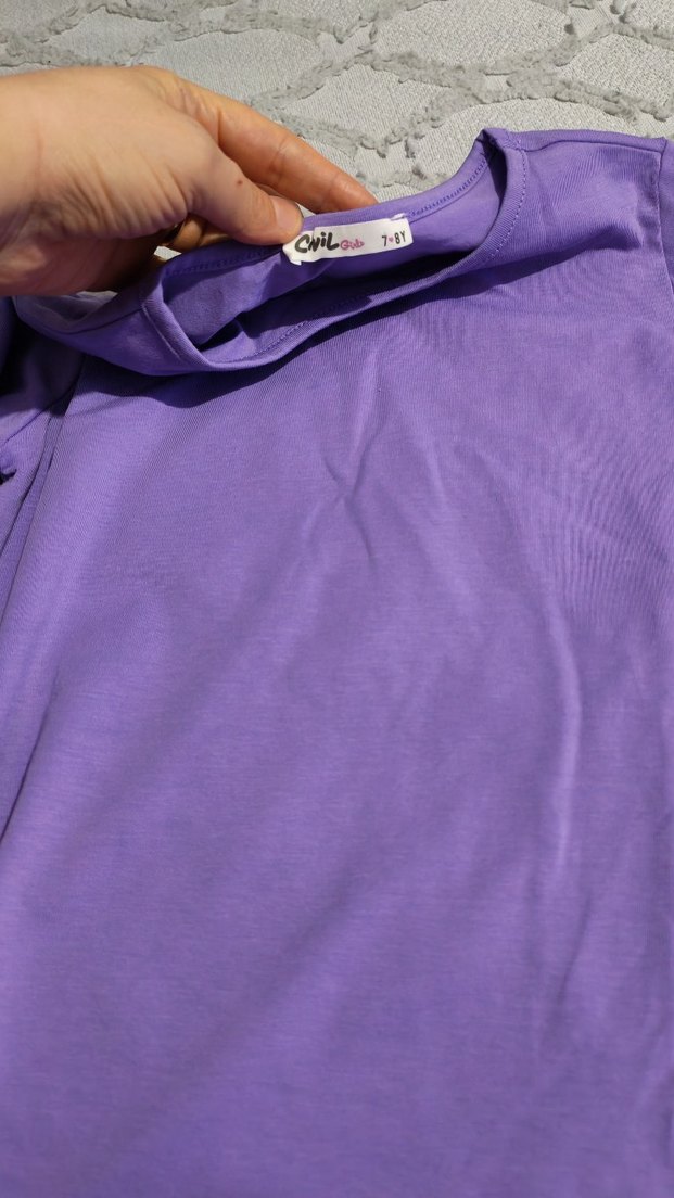 Kız Çocuk Mor Uzun Kollu Pamuklu Tişört - Görsel 2