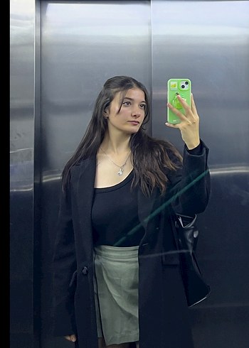 Siyah bershka Midi Kadın Kaban - Görsel 2