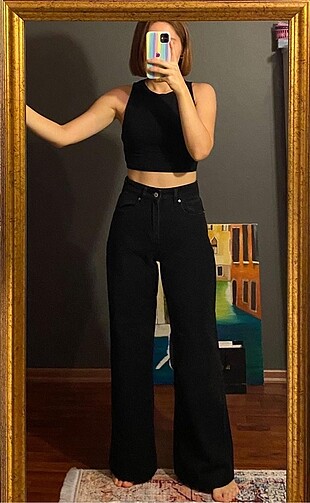 Kadın füme wide leg jean