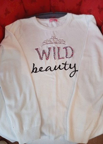 Kız Çocuk Beyaz Baskılı Uzun Kollu Sweatshirt