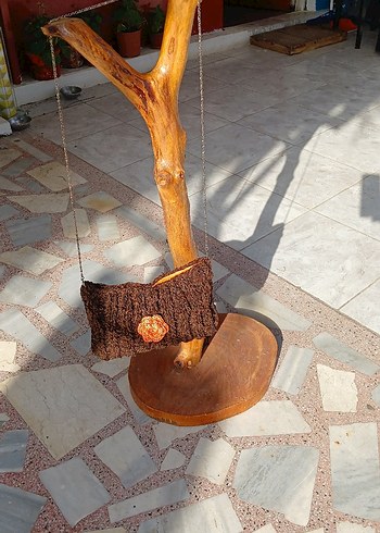 Bohem Tarz Örgü Kahverengi Kadın Çanta - Görsel 2