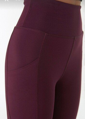 xs Beden bordo Renk Trendyolmilla mürdüm cepli spor tayt