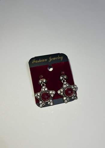 Diğer Bordo Vintage Gotik Yıldız Küpe