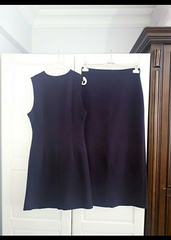 Düğmeli, Uzun Mor Kadın Takım - Görsel 2