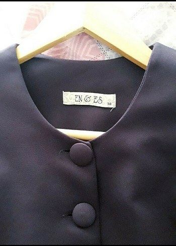 Düğmeli, Uzun Mor Kadın Takım - Görsel 4