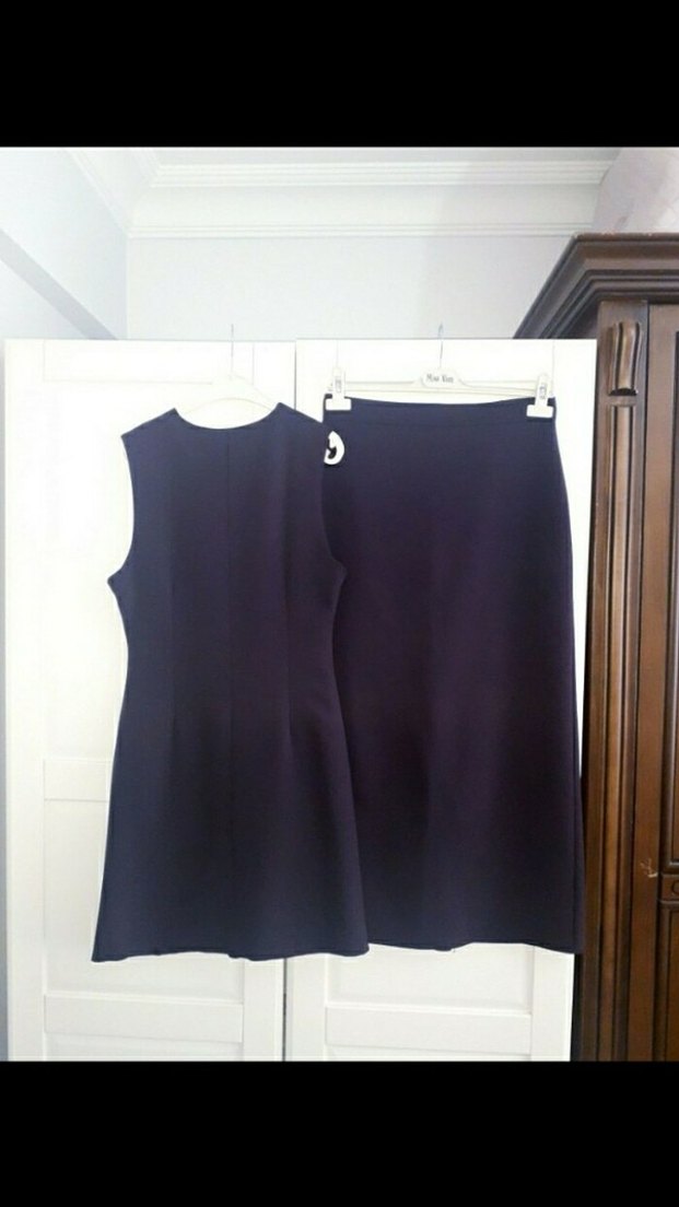 Düğmeli, Uzun Mor Kadın Takım - Görsel 2