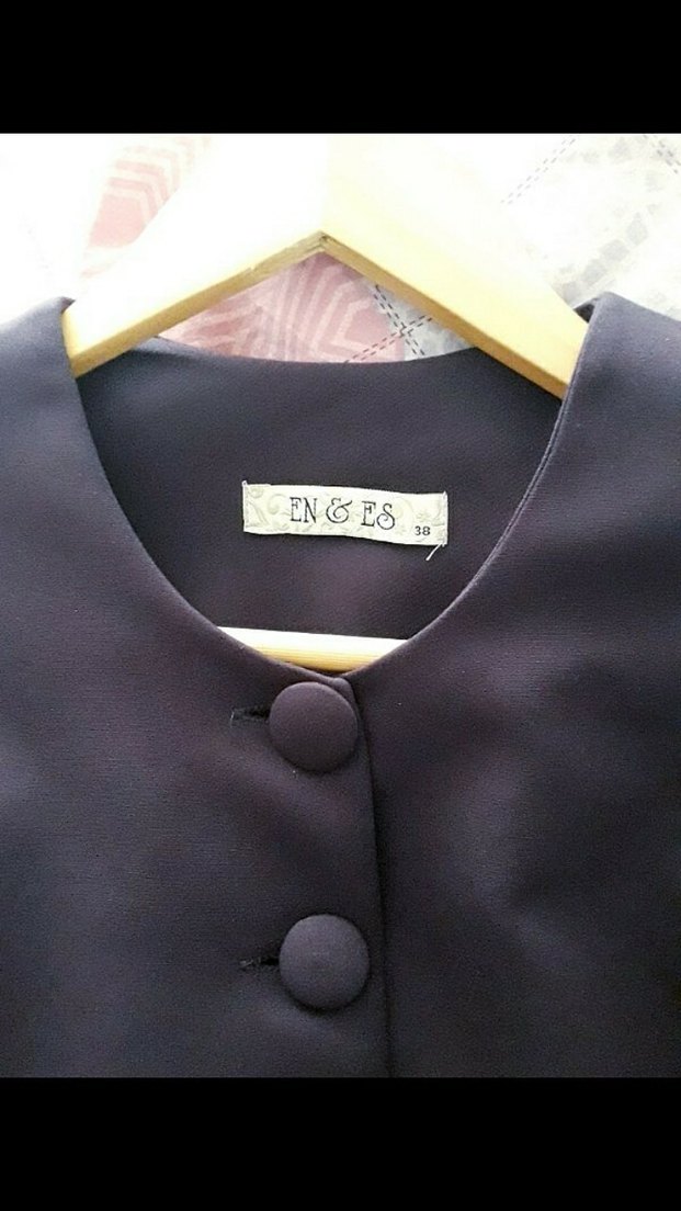 Düğmeli, Uzun Mor Kadın Takım - Görsel 4