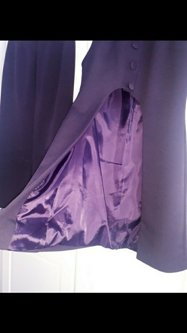 Düğmeli, Uzun Mor Kadın Takım - Görsel 3