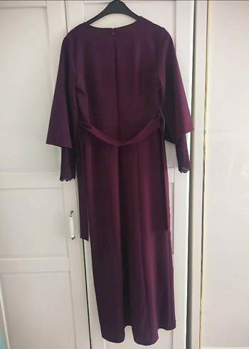 Bordo Uzun Kollu Drapeli Kadın Elbise - Görsel 2