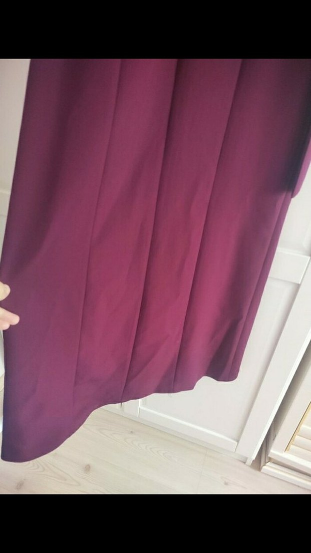 Bordo Uzun Kollu Drapeli Kadın Elbise - Görsel 5