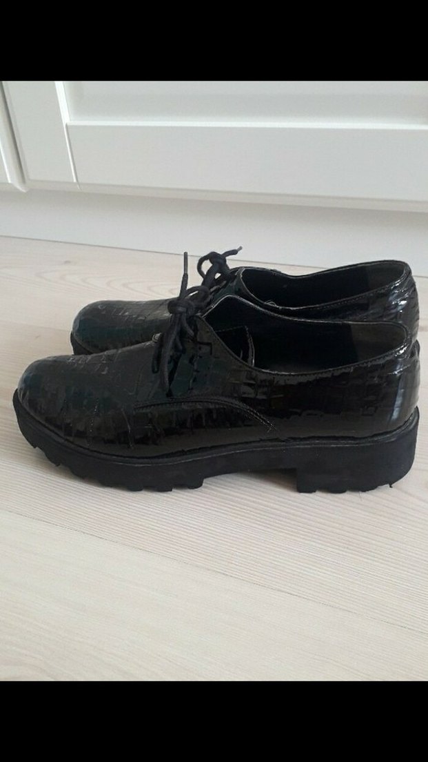 Siyah Yılan Desenli kadın Klasik Ayakkabı - Görsel 2