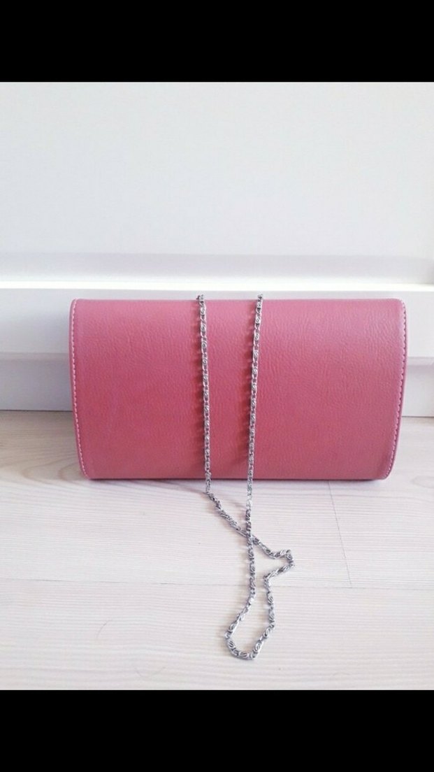 Zincir Detaylı Pembe Deri Kadın Çanta - Görsel 3
