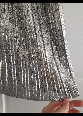 Gri Pilili Mini Etek - Görsel 3