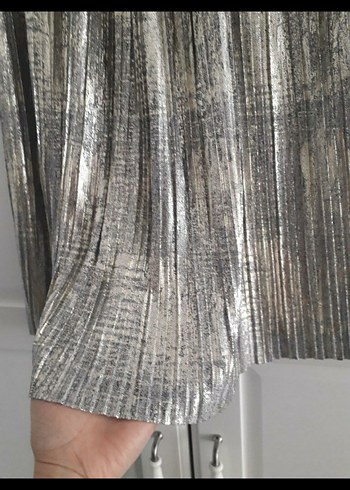 Gri Pilili Mini Etek - Görsel 5