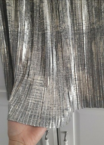 Gri Pilili Mini Etek - Görsel 2