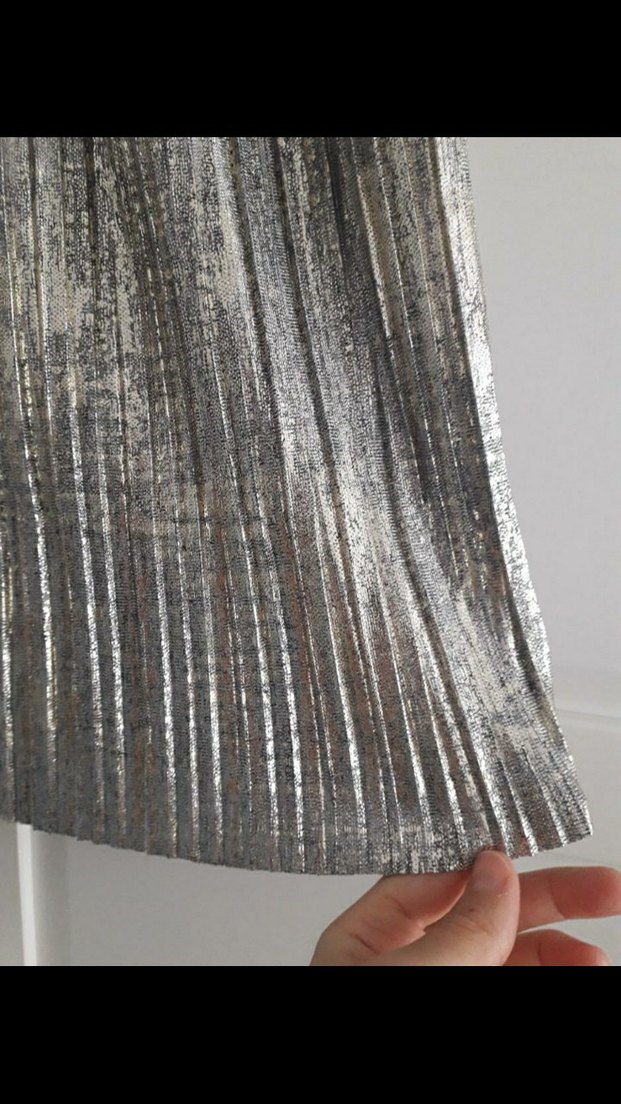 Gri Pilili Mini Etek - Görsel 3