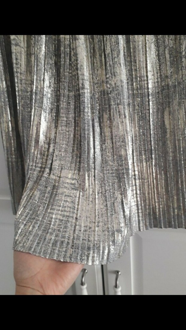 Gri Pilili Mini Etek - Görsel 2