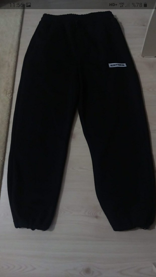 Siyah erkek uzun Sweatpants Rahat Kesim - Görsel 4