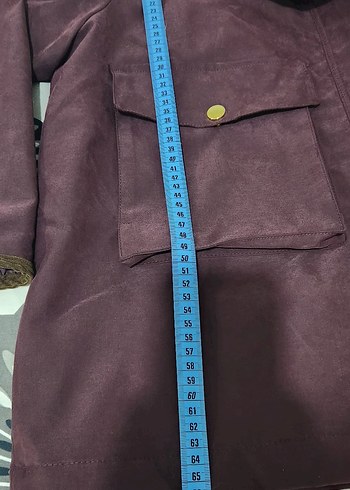 Mürdüm Gold Düğmeli Midi Ceket - Görsel 4