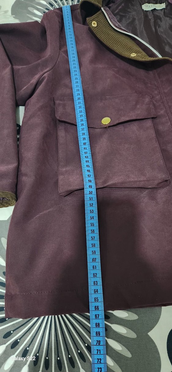 Mürdüm Gold Düğmeli Midi Ceket - Görsel 4