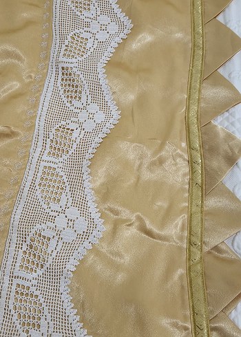 Beyaz dantel ve taş işlemeli pike takımı - Görsel 5