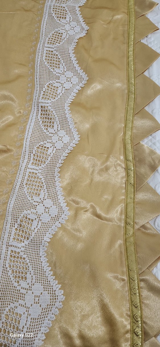 Beyaz dantel ve taş işlemeli pike takımı - Görsel 5