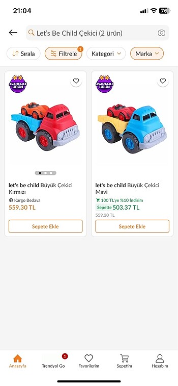 Beden Kutusuyla kullanılmamış satılık oyuncak iki adet 650 tl tek 350