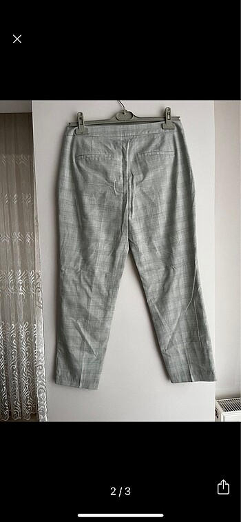 Zara Zara Yesil Ekoseli Kumas Pantolon