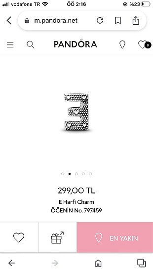 Pandora harf charm
