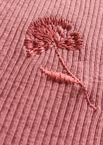 Bordo Nakışlı Uzun Kollu Triko Kazak - Görsel 2