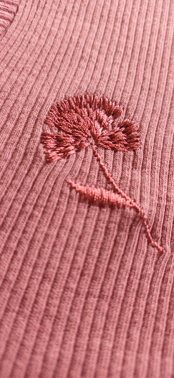 Bordo Nakışlı Uzun Kollu Triko Kazak - Görsel 2