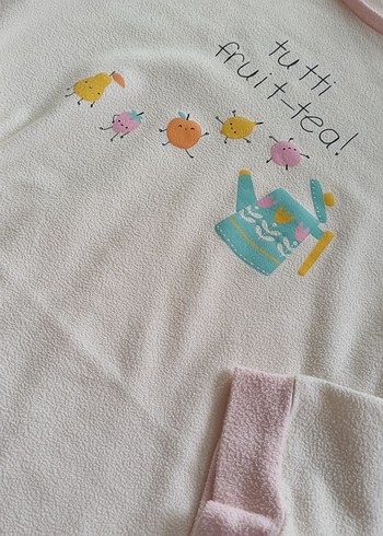 Çocuklar için Pastel Renkli Baskılı Polar pijama takımı - Görsel 4