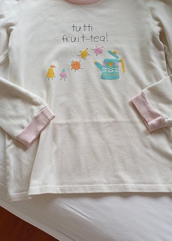 Çocuklar için Pastel Renkli Baskılı Polar pijama takımı - Görsel 3