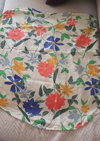 Mavi jeans çiçek Desenli Kısa Kollu Bohem Bluz - Görsel 5