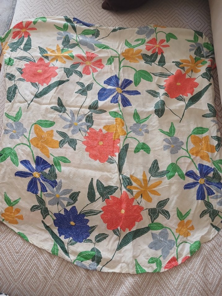 Mavi jeans çiçek Desenli Kısa Kollu Bohem Bluz - Görsel 5