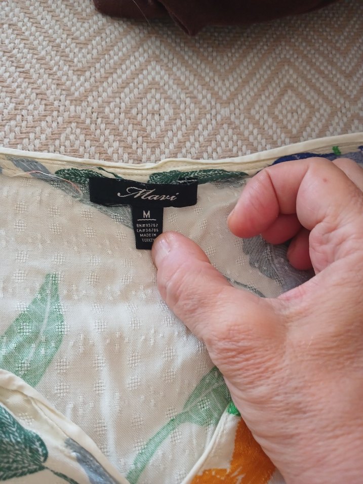 Mavi jeans çiçek Desenli Kısa Kollu Bohem Bluz - Görsel 3