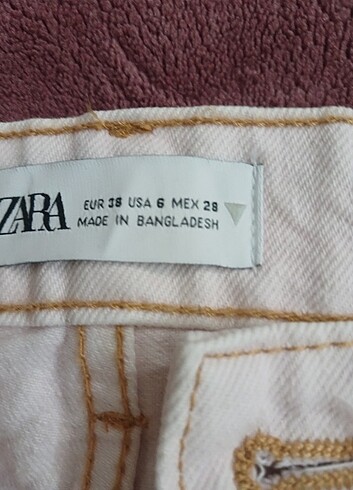 Zara Zara bayan denim şort yepyeni uçuk pembe beyaz gibi