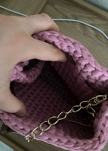 Pembe Örgü Kadın Çanta - Görsel 4