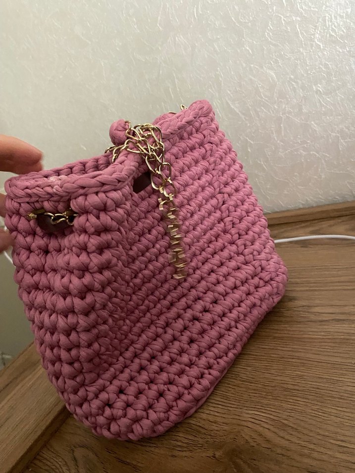 Pembe Örgü Kadın Çanta - Görsel 2