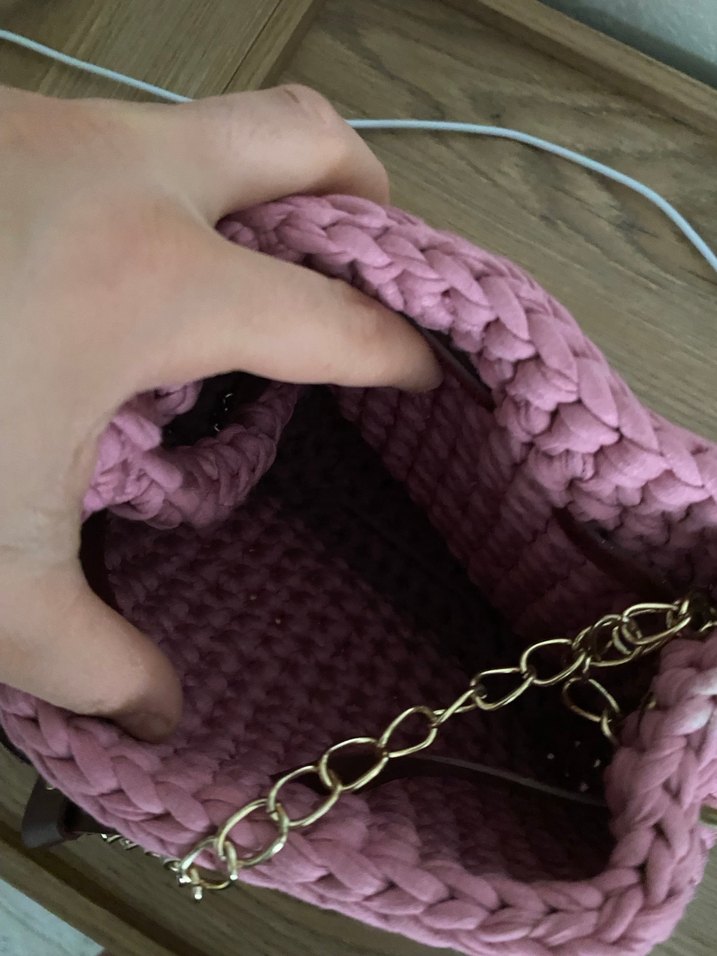 Pembe Örgü Kadın Çanta - Görsel 4